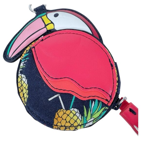 New Vera Bradley Toucan Party Bag Charm Keychain Coin Purse Pineapple Parrot - Picture 3 of 7
